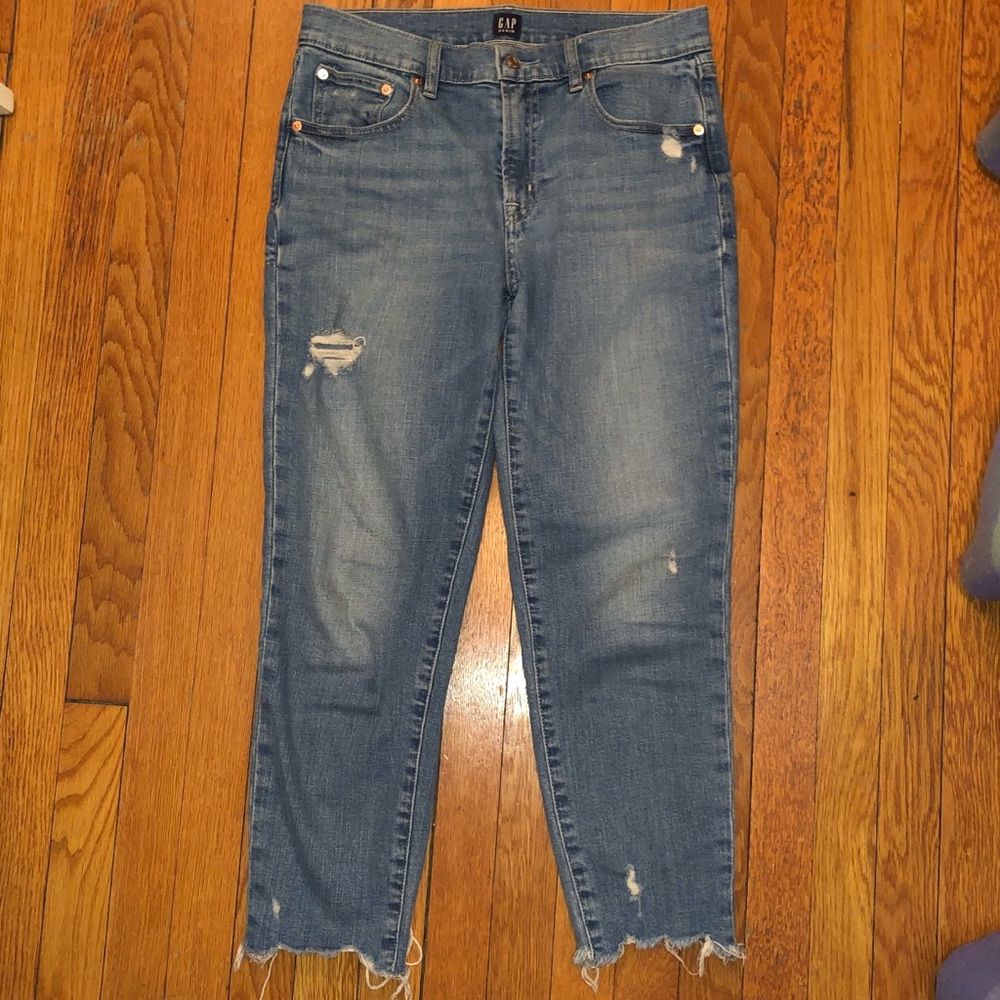 Gap Mid Rise Destructed Girlfriend Jean